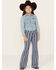 Image #1 - Rock & Roll Denim Americana Striped Flare Jeans, Navy, hi-res