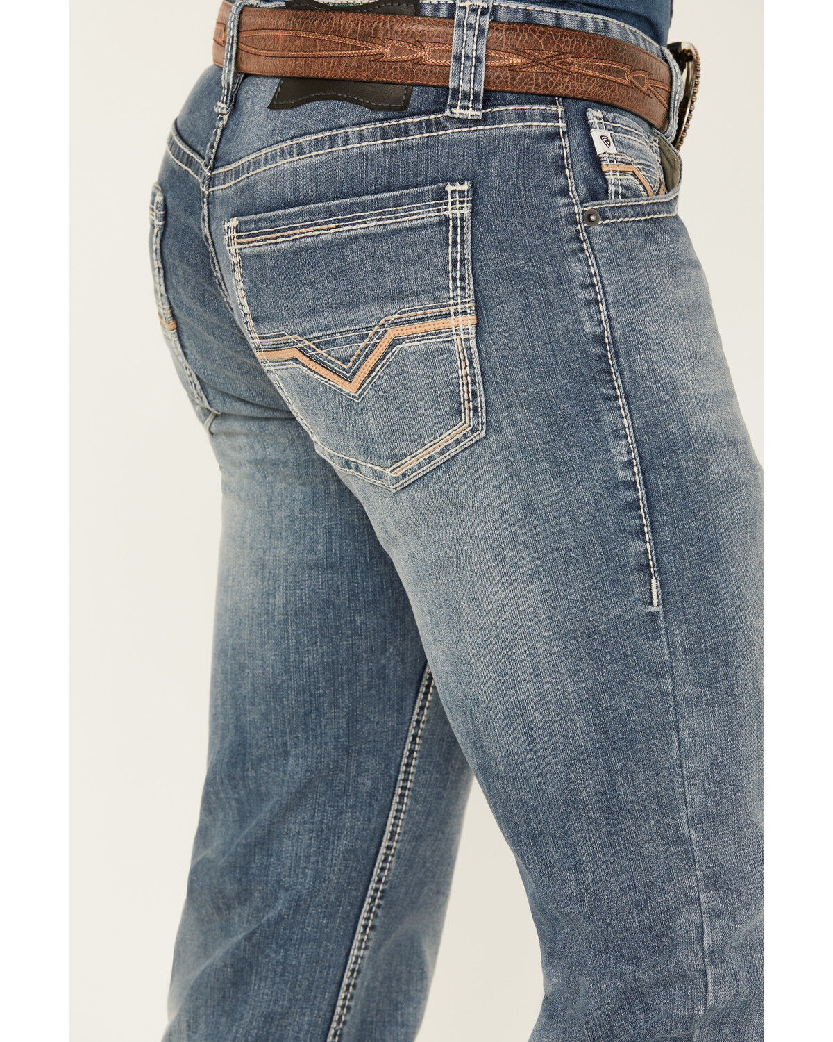 Image #4 - Rock & Roll Denim Men's Medium Wash Revolver Reflex Slim Straight Stretch Denim Jeans, Medium Wash, hi-res