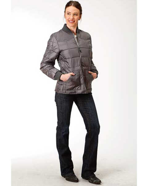 Image #3 - Roper Women's Gray Poly Quilted Jacket , Grey, hi-res