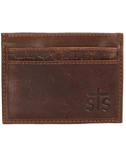 STS Ranchwear by Carroll Men's Croc Card Wallet , Chestnut, hi-res