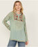 Image #1 - Johnny Was Women's Floral Embroidered Long Sleeve Shirt, Teal, hi-res