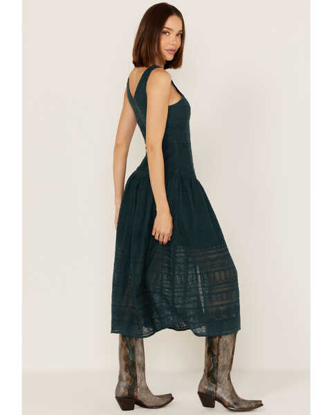 Image #4 - Shyanne Women's Drop Waist Lace Button Front Maxi Dress , Deep Teal, hi-res