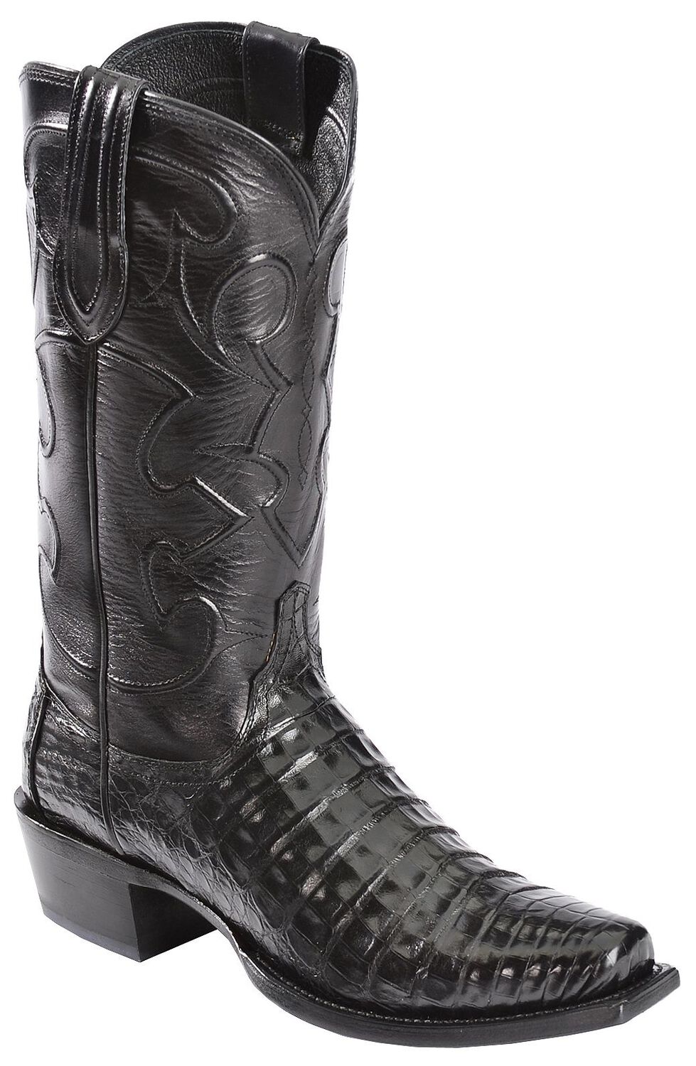 Image #2 - Lucchese 1883 Charles Croc Belly Western Boots - Square Toe, Black, hi-res
