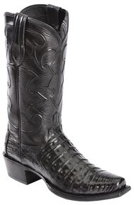 Lucchese 1883 Charles Croc Belly Cowboy Boots - Snip Toe, Black, hi-res