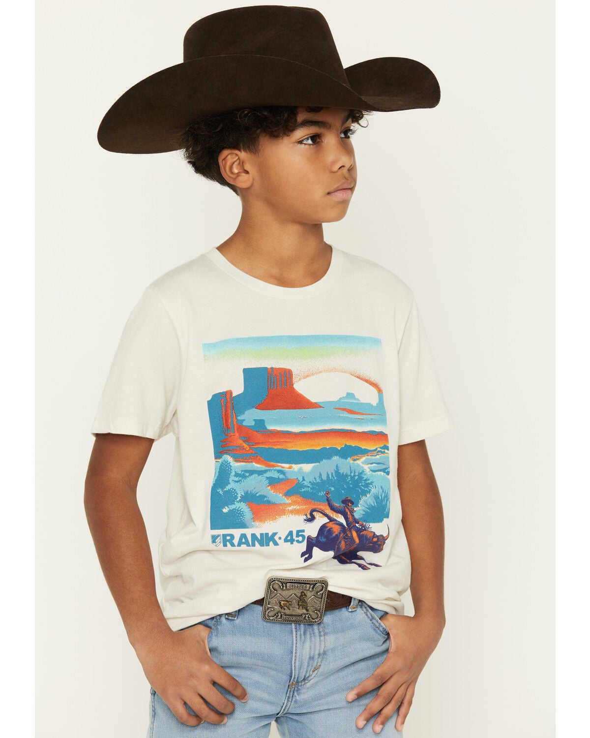 Image #1 - RANK 45&reg; Boys' Bull Rider Short Sleeve Graphic T-Shirt, Natural, hi-res