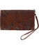 M & F Western Women's Floral Leather Smartphone & Card Holder Wristlet, Brown, hi-res