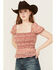 Image #1 - Ash & Violet Women's Floral Peasant Top, Rust Copper, hi-res