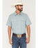 Image #1 - Gibson Trading Co Men's Basic Satin Striped Short Sleeve Snap Western Shirt, Light Blue, hi-res