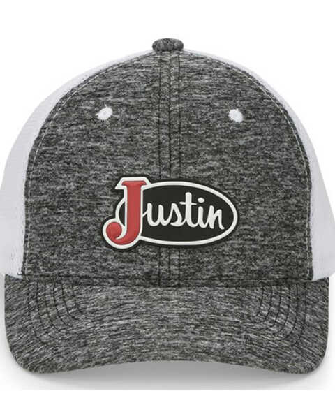 Image #1 - Justin Men's Heather Gray & White Logo Patch Mesh-Back Ball Cap , Heather Grey, hi-res