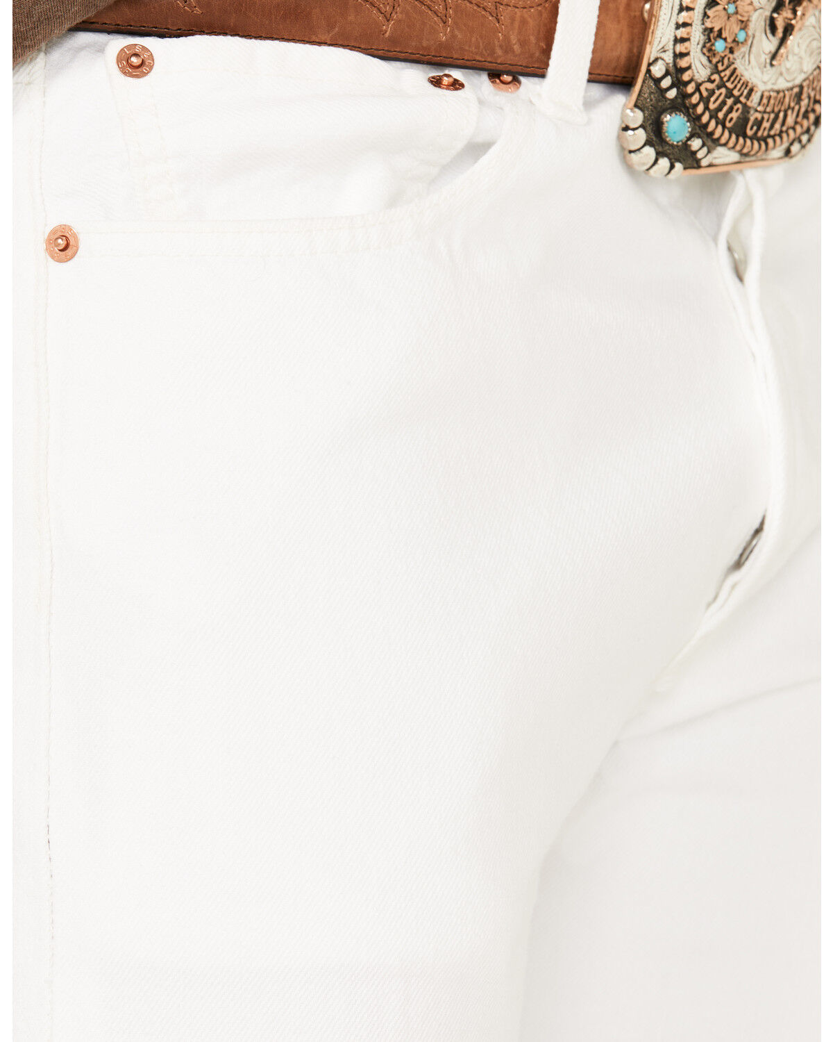 Image #2 - Levi's Men's 501 Optic Daisy White Original Fit Rigid Denim Jeans, White, hi-res