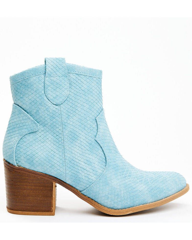 Dirty Laundry Women's Unite Snake Print Fashion Western Bootie - Round Toe, Blue, hi-res
