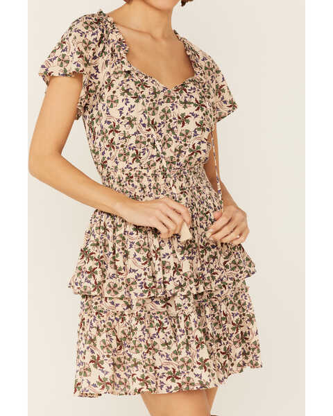 Image #2 - Patrons of Peace Women's Floral Short Sleeve Ruffle Tiered Dress, , hi-res