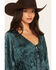 Image #2 - Wild Moss Women's Western Jacquard Front Tie Blouse, Blue, hi-res