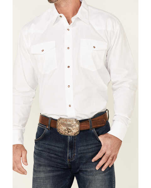 Image #3 - Roper Men's Amarillo Collection Solid Long Sleeve Western Shirt, White, hi-res