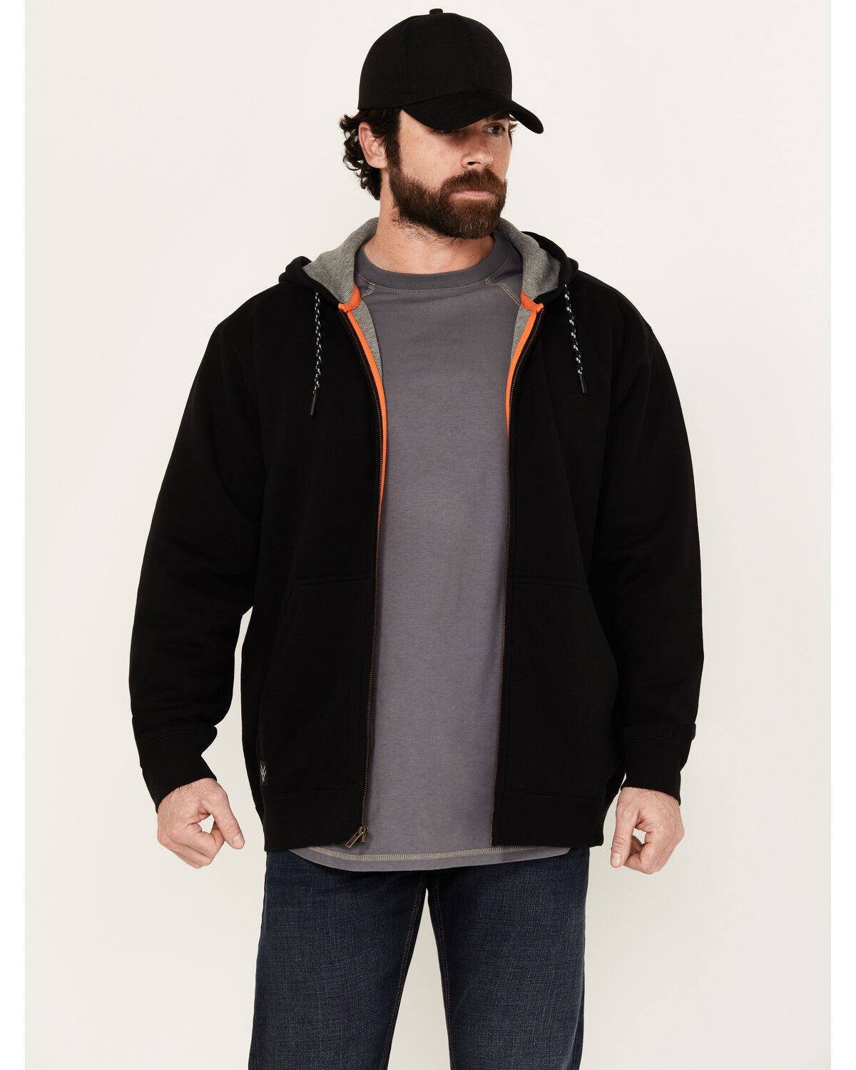Hawx Men's Zip Front Hooded Zip Jacket, Black, hi-res