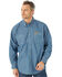 Image #1 - Wrangler FR Men's Chambray Long Sleeve Button Down Solid Work Shirt , Blue, hi-res
