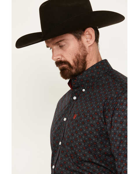 Image #2 - Cinch Men's Geo Print Long Sleeve Button-Down Western Shirt, Black, hi-res