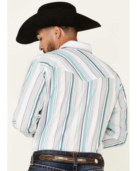 Image #4 - Wrangler 20X Men's Stripe Long Sleeve Snap Western Shirt , White, hi-res