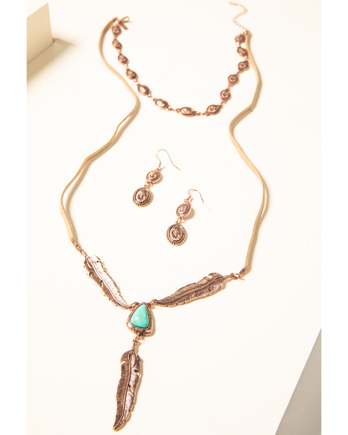 Image #4 - Shyanne Women's Desert Dreams Multi Layer Feather Jewelry Set - 2 Piece, Rust Copper, hi-res