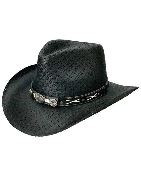 Jack Daniel's Straw Cowboy Hat, Black, hi-res