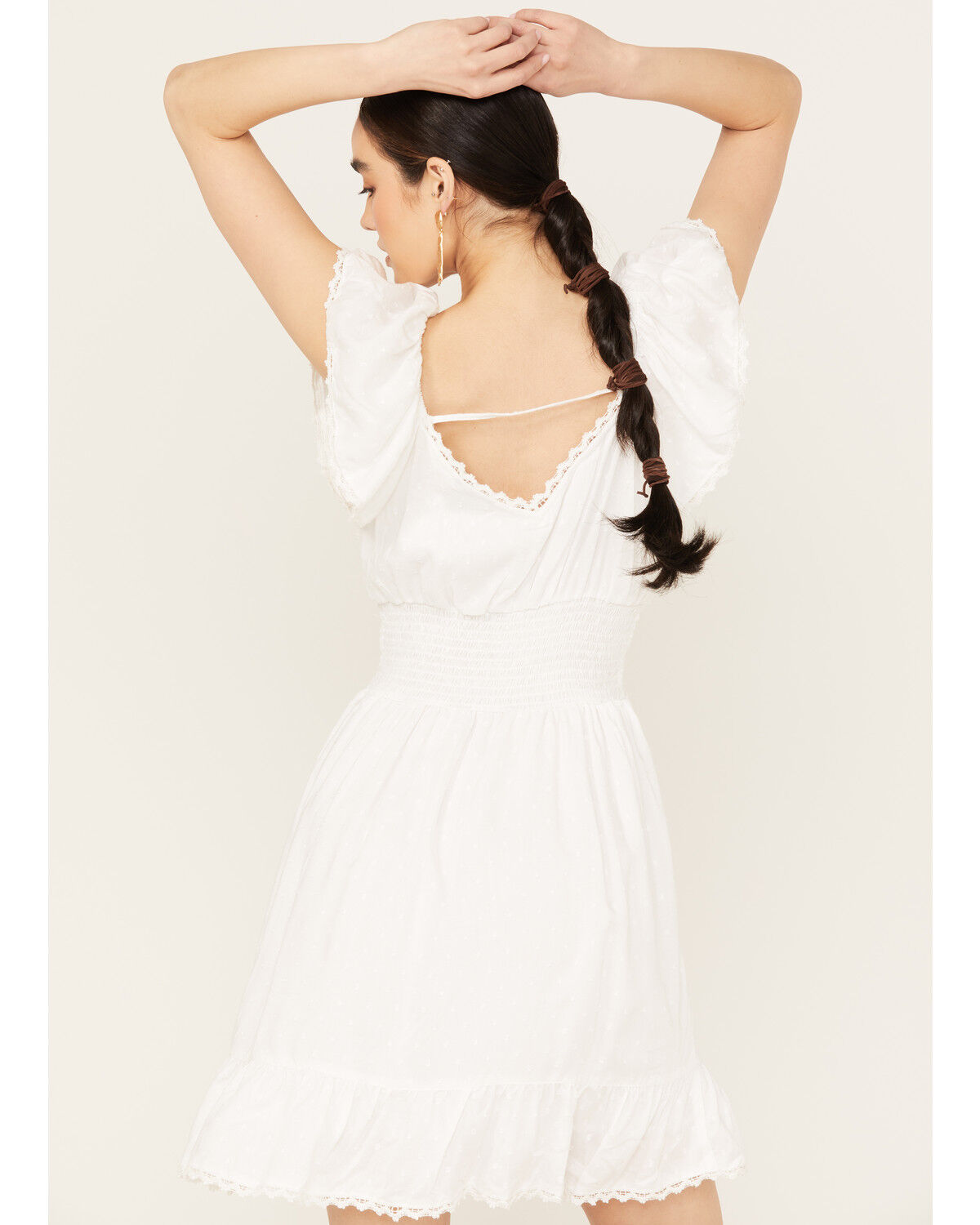 Image #4 - Angie Women's Crochet Front Mini Dress, White, hi-res