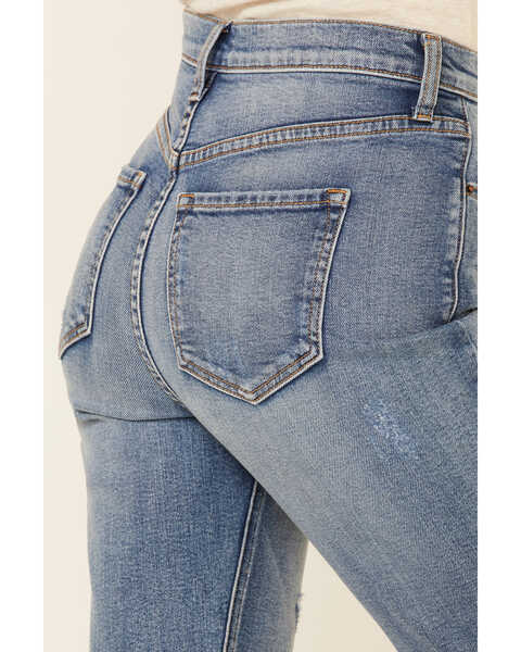 Sneak Peek Women's High Rise Straight Leg Jeans, Blue, hi-res