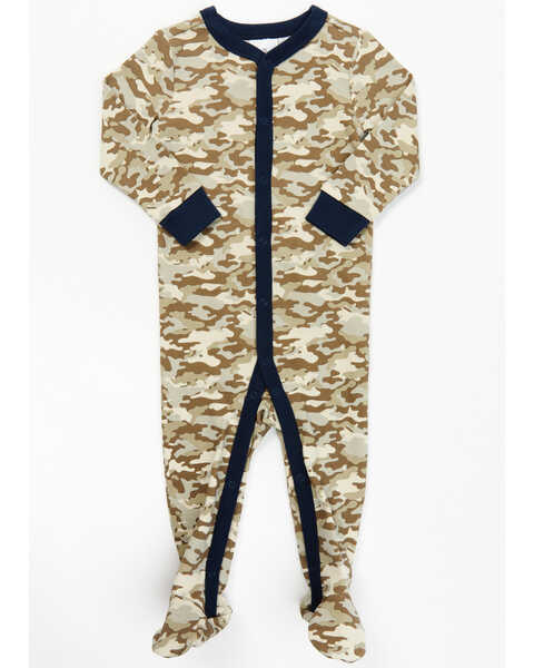 Image #2 - Boot Barn Infant Boys' Camo & USA Footed PJ Onesie Set - 2-piece, Taupe, hi-res
