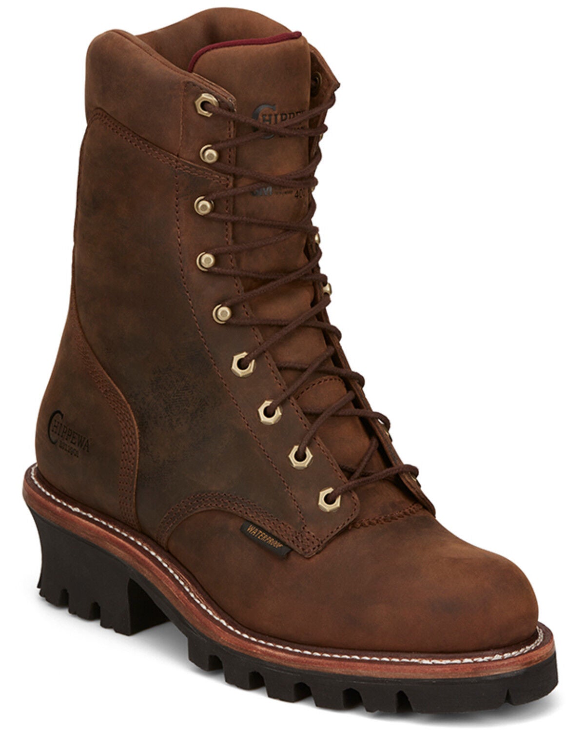 Chippewa Men's 9" Waterproof Insulated Logger Work Boots - Soft Toe, Brown, hi-res