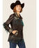 Image #1 - Scully Women's Brown & Turquoise Embroidered Yoke & Fringe Suede Leather Jacket, Brown, hi-res