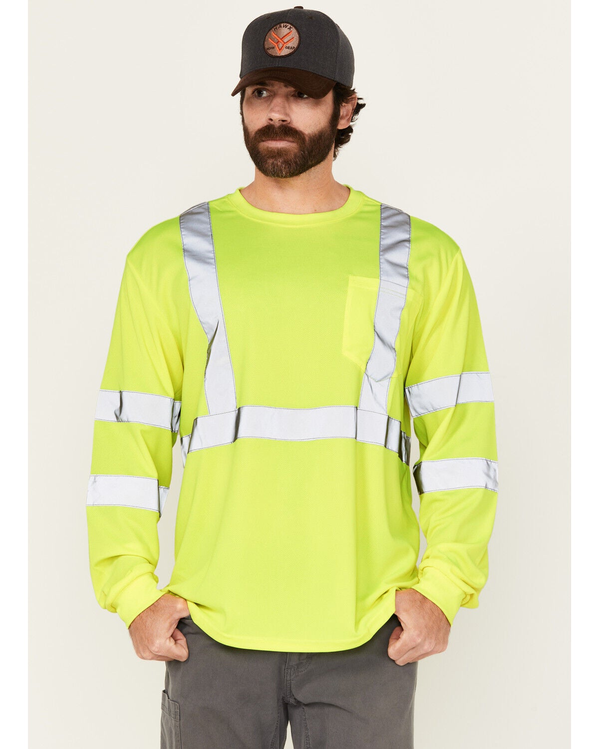 Image #1 - Hawx Men's Reflective Long Sleeve Work T-Shirt - Big, Yellow, hi-res