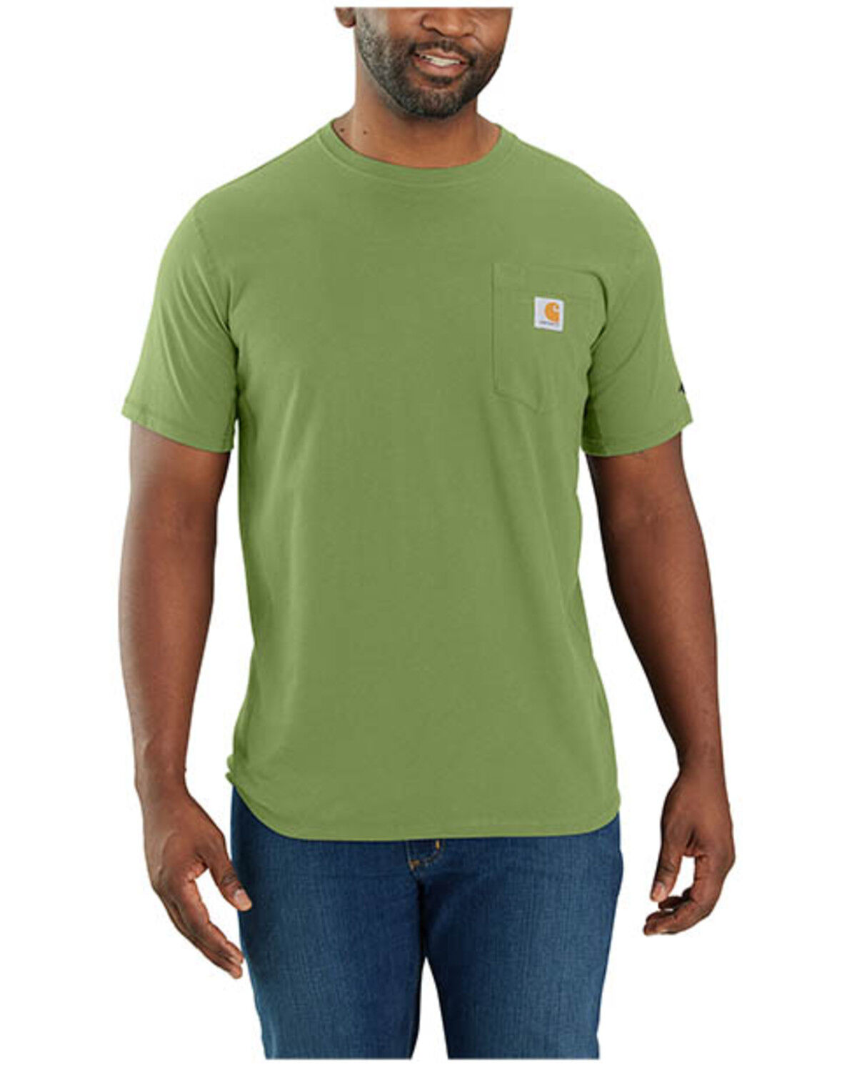 Image #1 - Carhartt Men's Force® Relaxed Fit Midweight Solid Short Sleeve Work T-Shirt, Green, hi-res