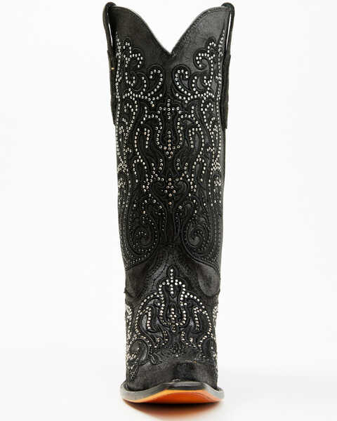 Image #4 - Corral Women's Crystal Embroidered Western Boots - Snip Toe , Black, hi-res