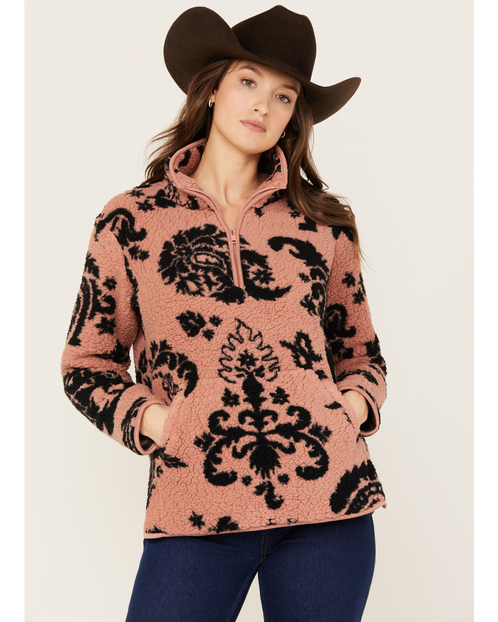 Wrangler Women s Paisley Print Sherpa Pullover