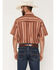 Image #4 - Ely Walker Men's Striped Short Sleeve Pearl Snap Western Shirt, Rust Copper, hi-res