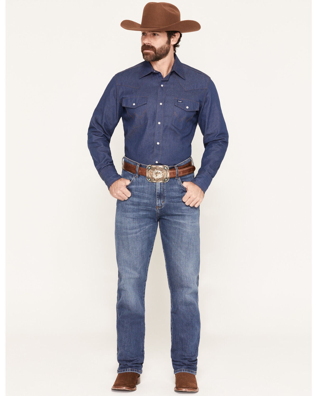 Wrangler Retro Men's WRT20 Jay Medium Wash Relaxed Bootcut Stretch Denim Jeans, Medium Wash, hi-res