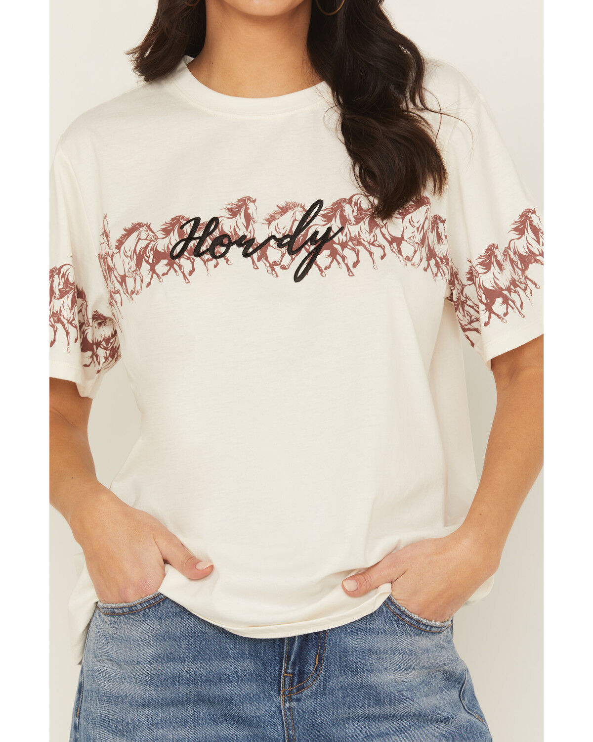 Image #3 - Blended Women's Howdy Horse Short Sleeve Tee, Cream, hi-res