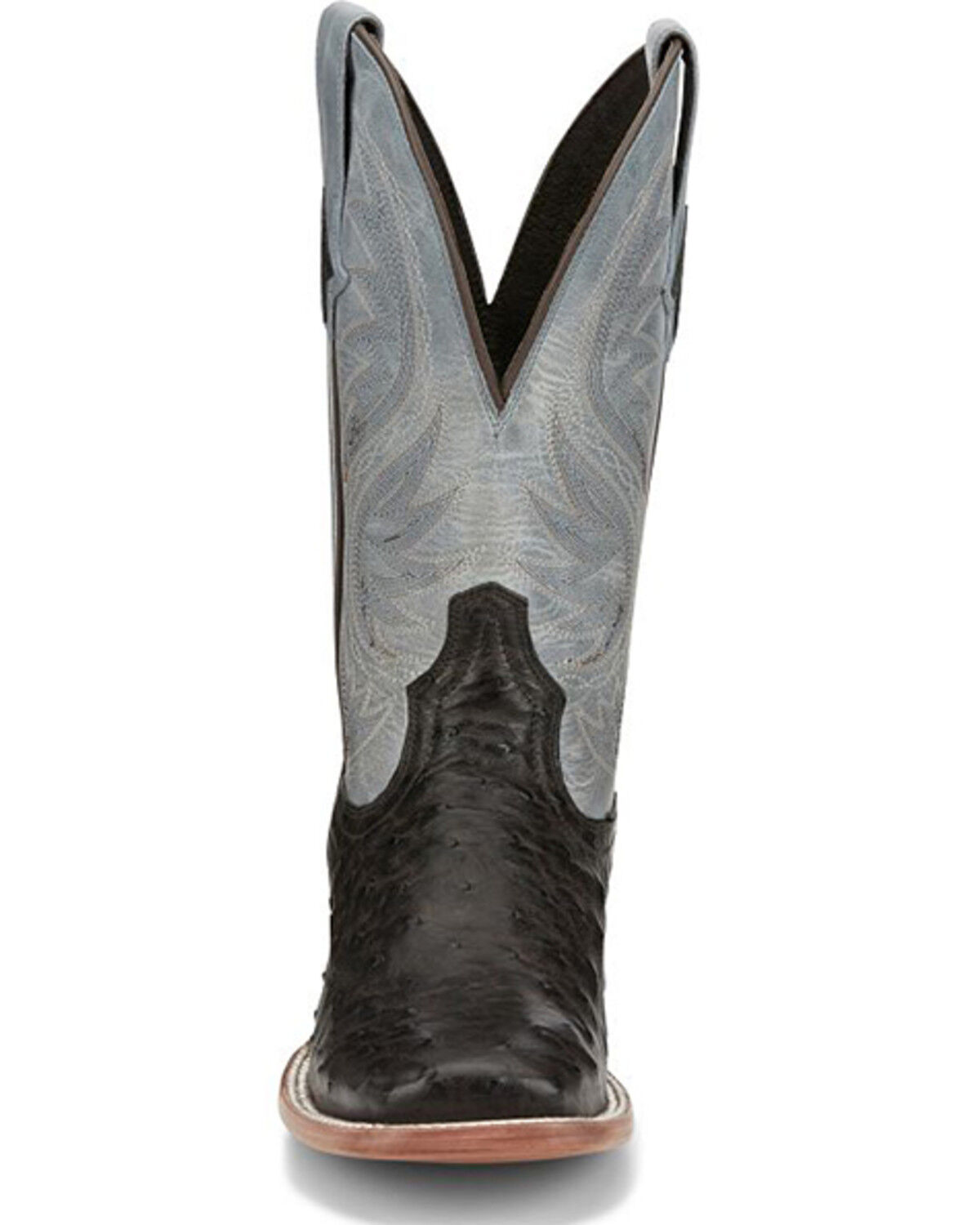 Image #4 - Tony Lama Men's Searcy Exotic Full Quill Ostrich Western Boots - Broad Square Toe, Dark Blue, hi-res