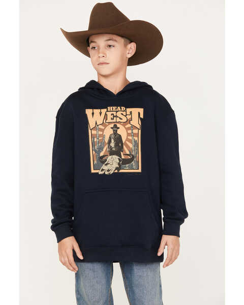 Image #1 - Cody James Boys' West Hooded Sweatshirt , Navy, hi-res