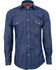 Image #5 - Wrangler Men's FR Long Sleeve Snap Western Work Shirt - Tall, Blue, hi-res