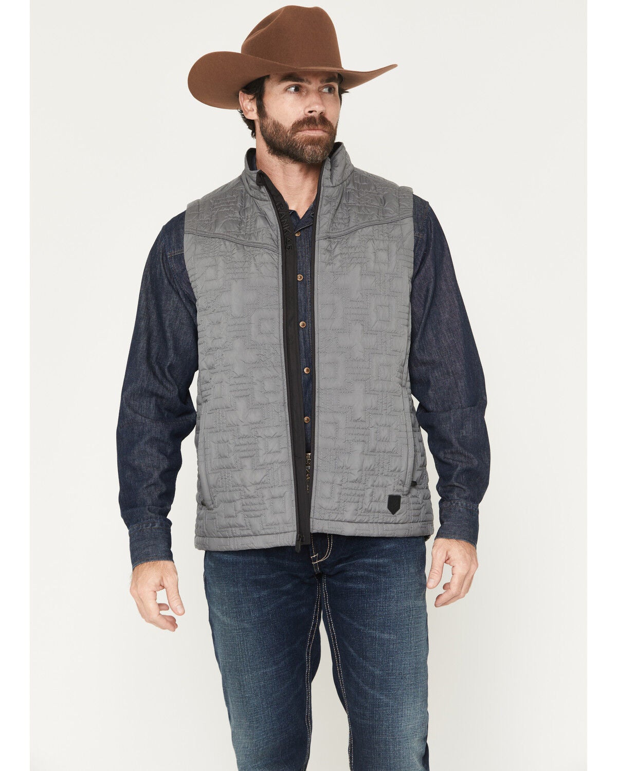 RANK 45&reg; Men's Saline Quilted Insulated Softshell Vest, Charcoal, hi-res