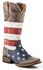Roper Distressed American Flag Cowgirl Boots - Square Toe, Brown, hi-res