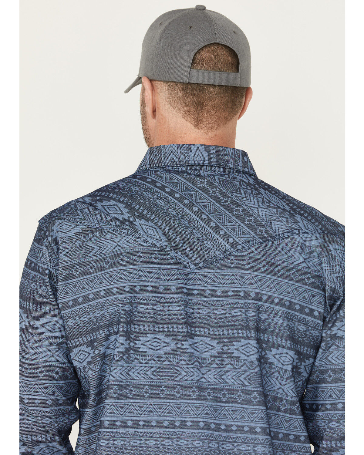 Image #4 - Cody James Men's FR Southwestern Print Lightweight Long Sleeve Snap Western Shirt, Indigo, hi-res