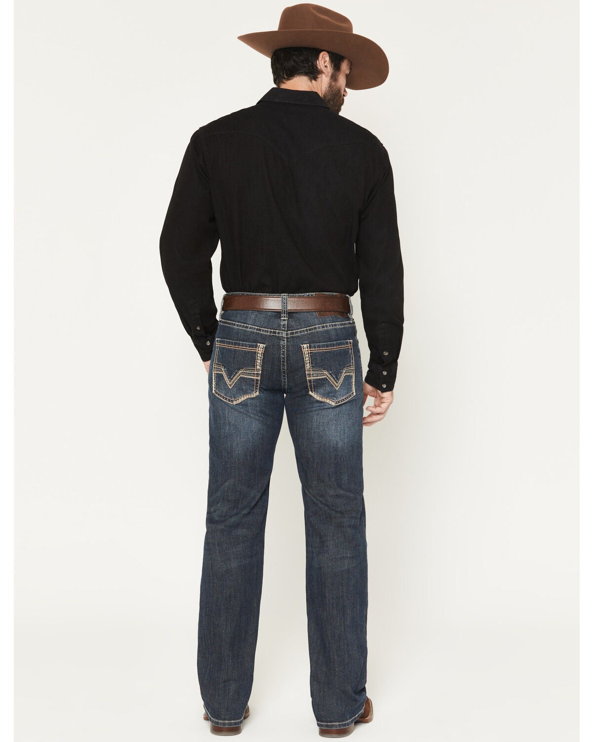 Image #3 - Rock & Roll Denim Men's Double Barrel Dark Wash Relaxed Straight Stretch Denim Jeans, Dark Wash, hi-res