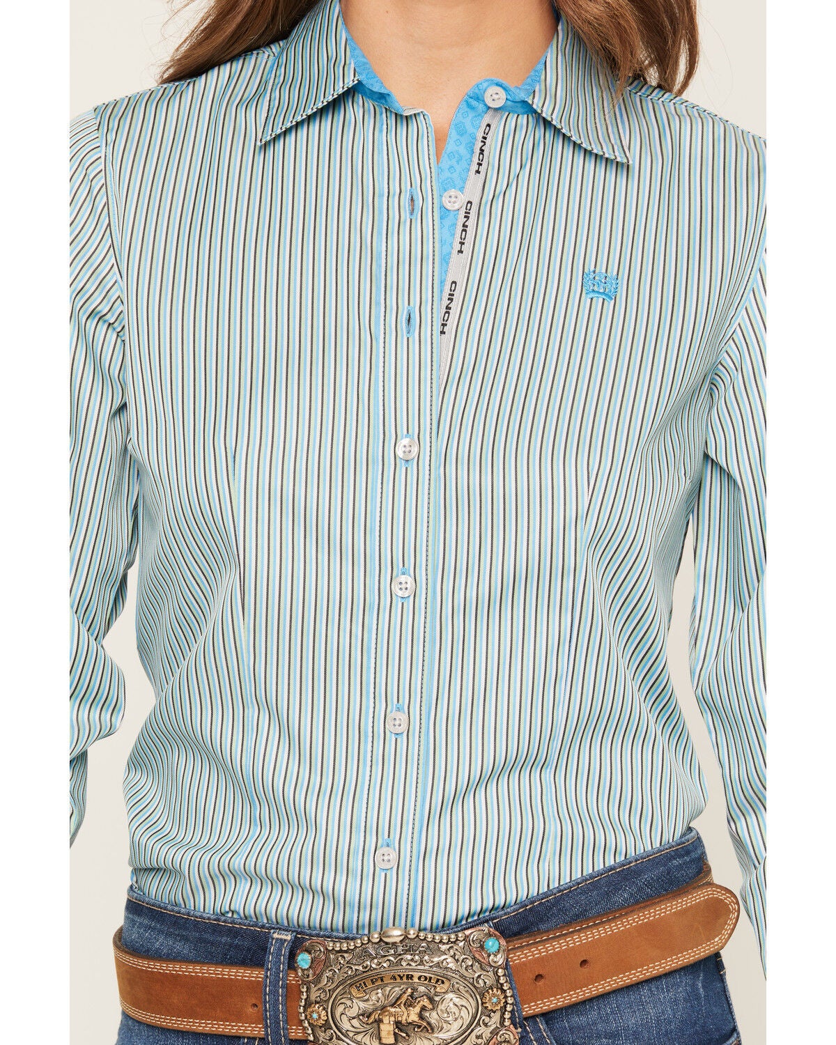 Image #3 - Cinch Women's TENCEL&trade; Striped Long Sleeve Button-Down Western Shirt, Multi, hi-res