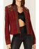 Double D Ranch Women's Sun Chaser Leather Jacket, Red, hi-res