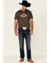 Image #2 - Justin Men's Heather Charcoal Cowboy Bull Skull Graphic Short Sleeve T-Shirt  , Charcoal, hi-res
