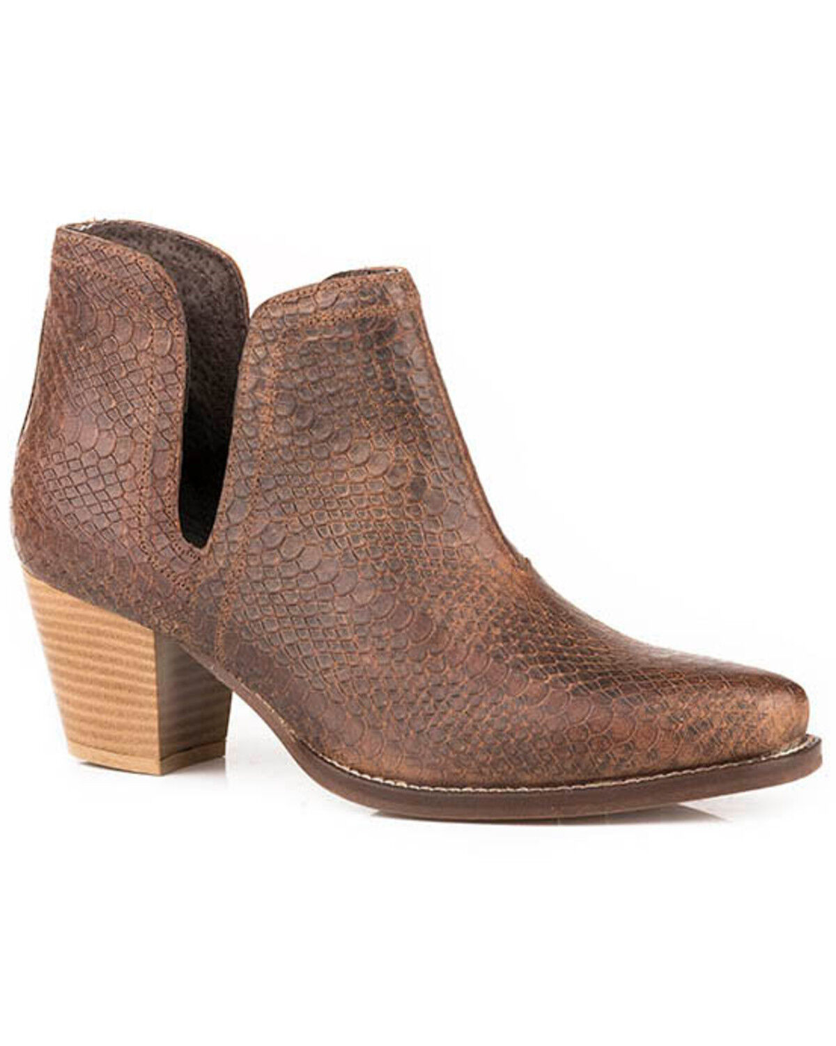 Image #1 - Roper Women's Rowdy Stamped Western Boots - Round Toe, Brown, hi-res