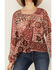 Image #3 - Shyanne Women's Printed Chiffon Long Sleeve Peasant Top, Rust Copper, hi-res