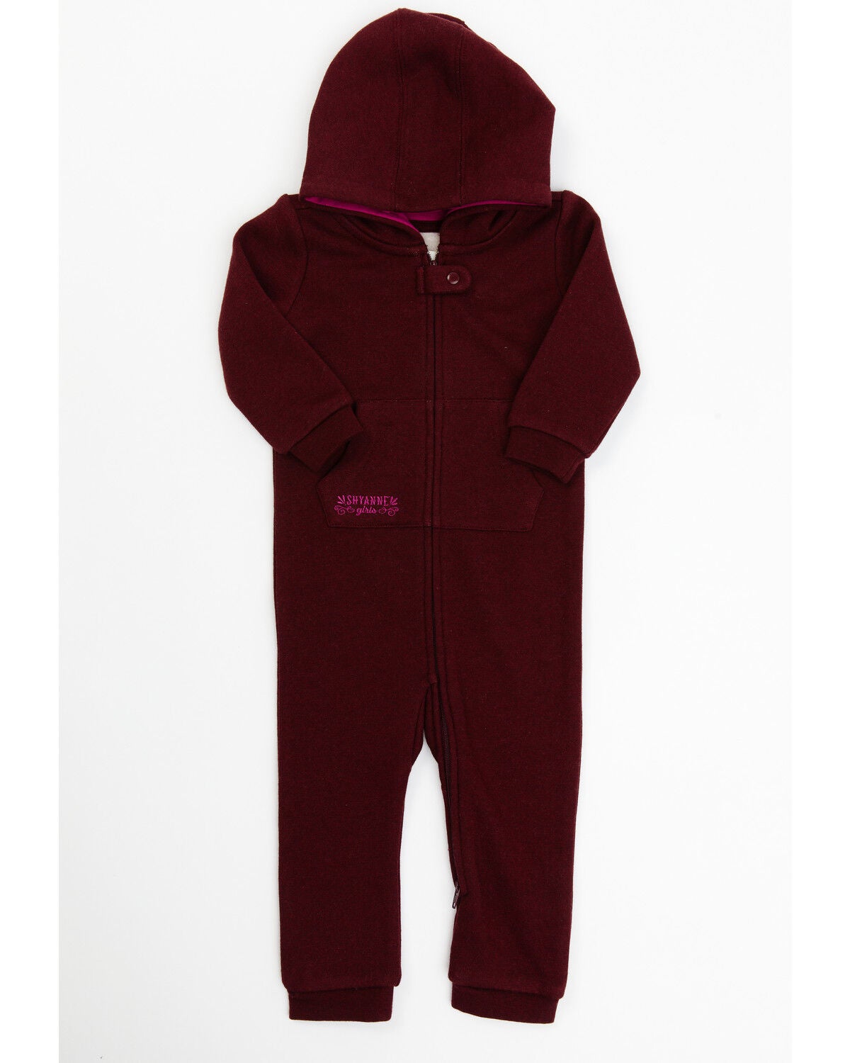 Image #1 - Shyanne Infant Girls' Hooded Coveralls, Burgundy, hi-res