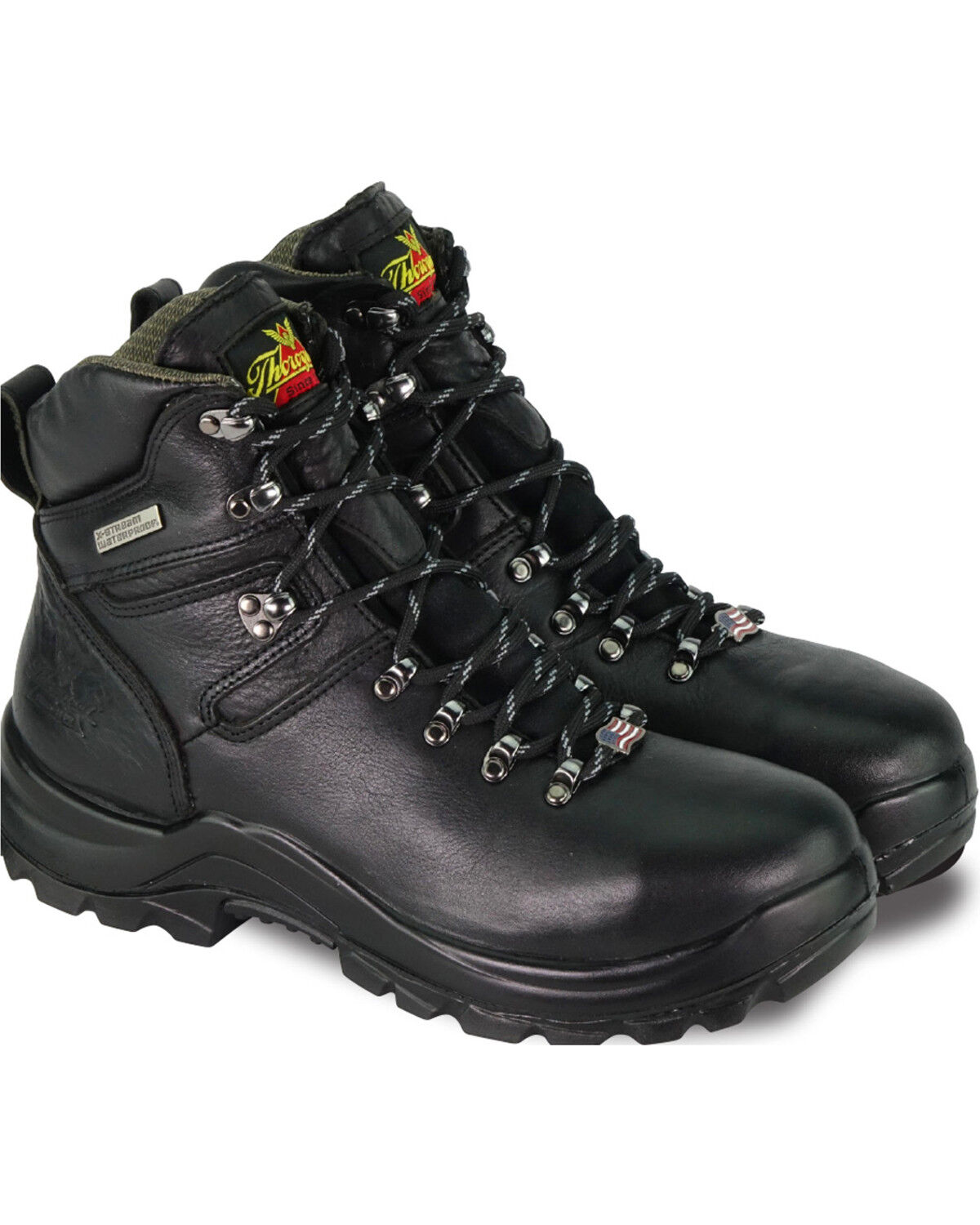 Image #1 - Thorogood Men's 6" Omni USA Waterproof Work Boots - Steel Toe, Black, hi-res